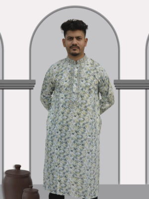 Digital-Print Cotton Embroidery Panjabi