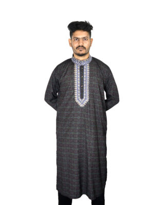 Digital-Print Cotton Embroidery Panjabi